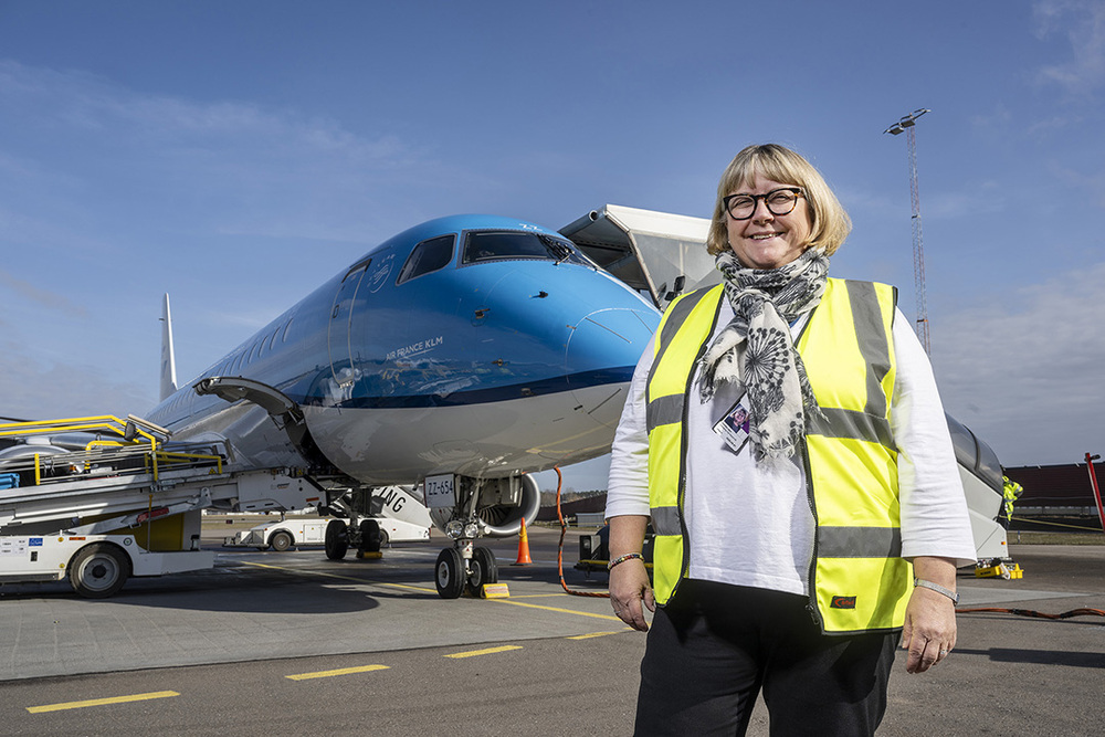 Vd:n Camilla Lejon lyfter Linköpings närliggande flygplats. Foto: Örjan Karlsson